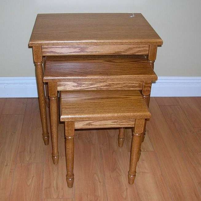 Solid Oak Nesting Table Set