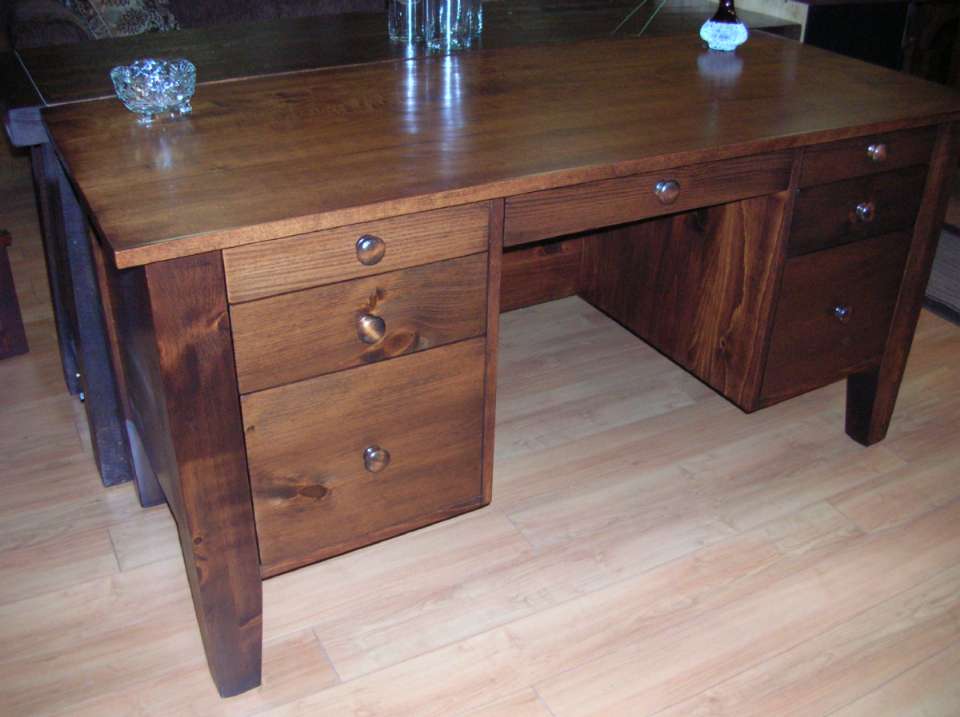 Double Pedestal Wormy Maple Andrews Desk