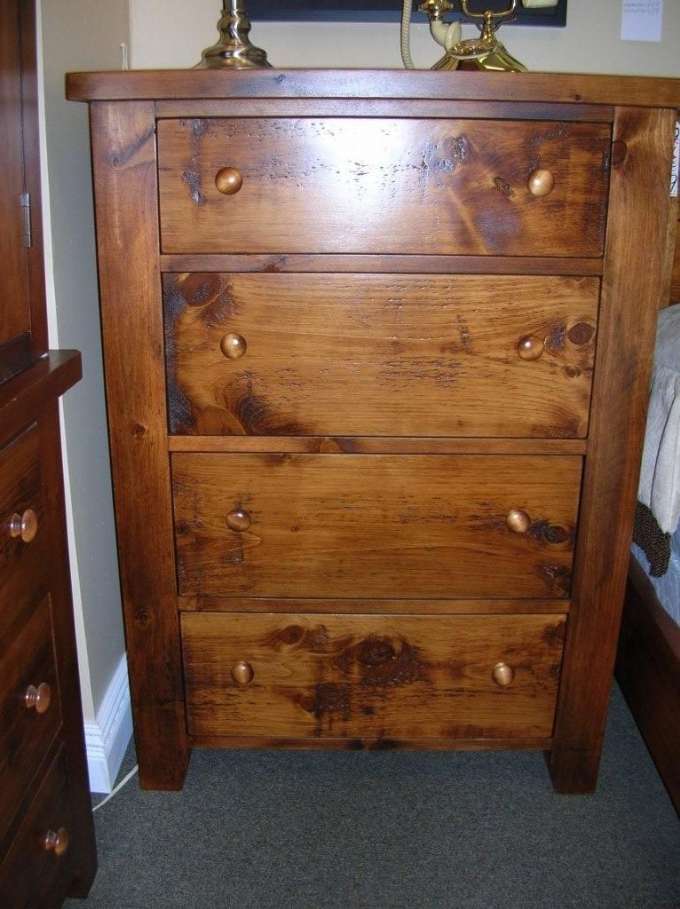 Rough Sawn 4 Drawer Pine Chest