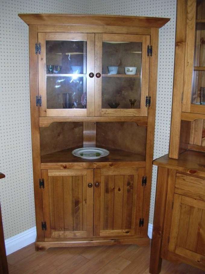 Rustic Pine Large Corner Cabinet