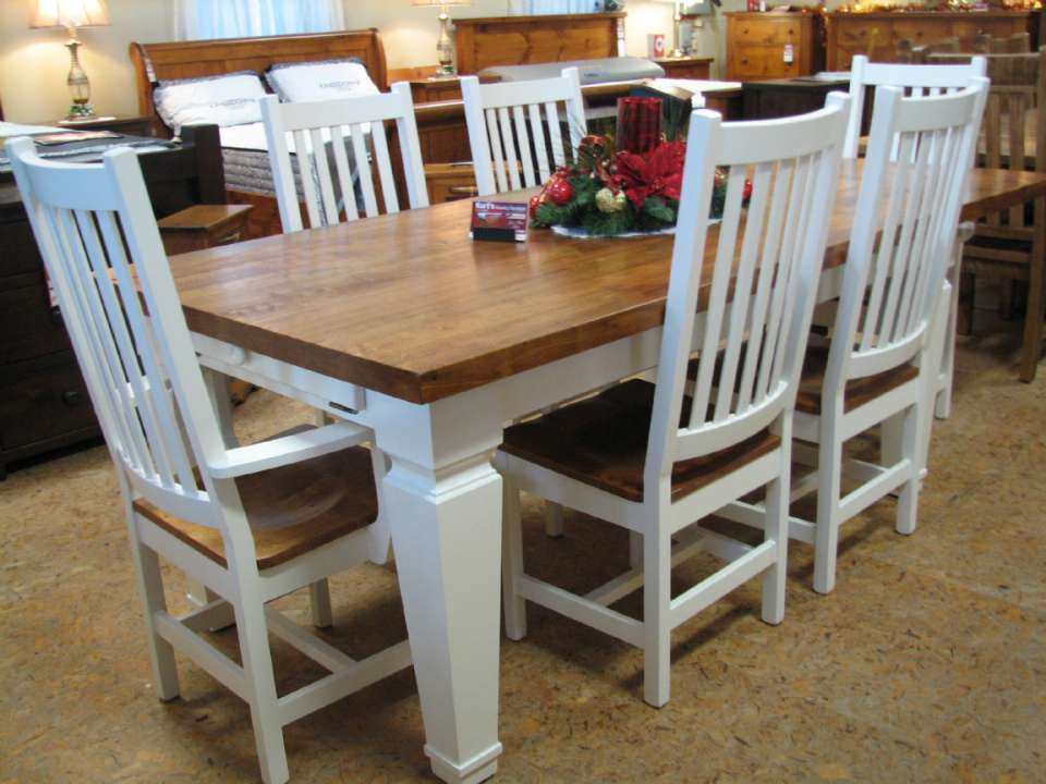 Country Home White Maple 7 Piece Harvest Table Set
